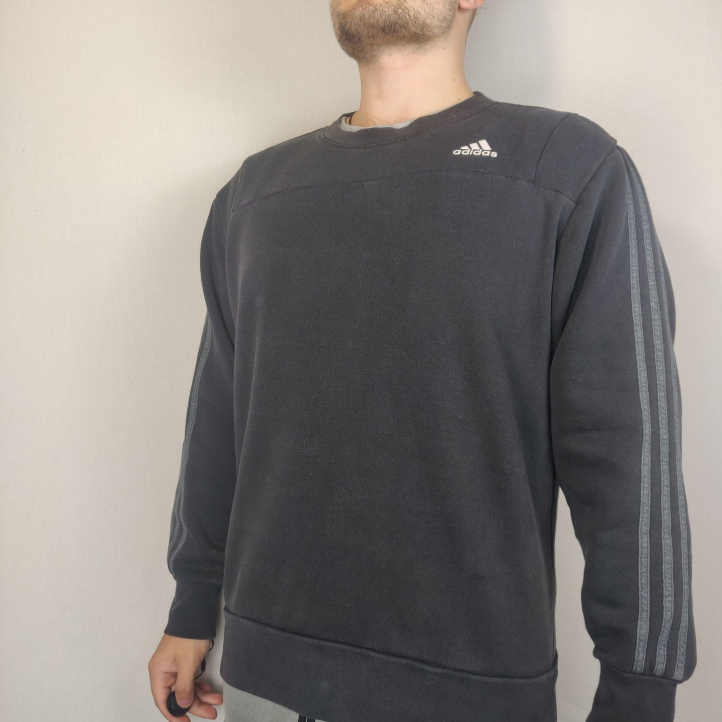 Adidas Black Sweatshirt Pullover Long Sleeve Men Size Large