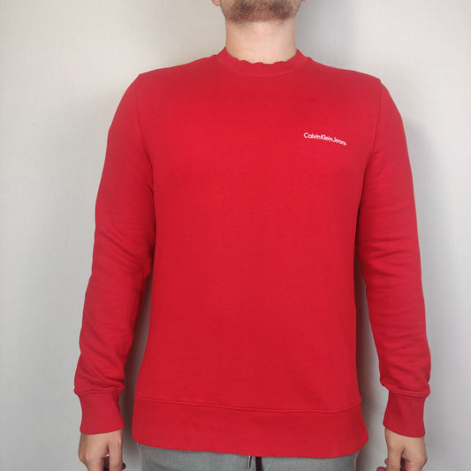 Calvin Klein Jeans Red Sweatshirt Pullover Men Size Medium