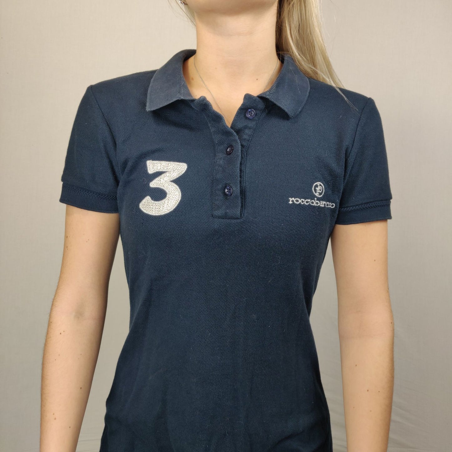 RoccoBarocco Navy Long Beach Dress Polo Shirt Women Size Small