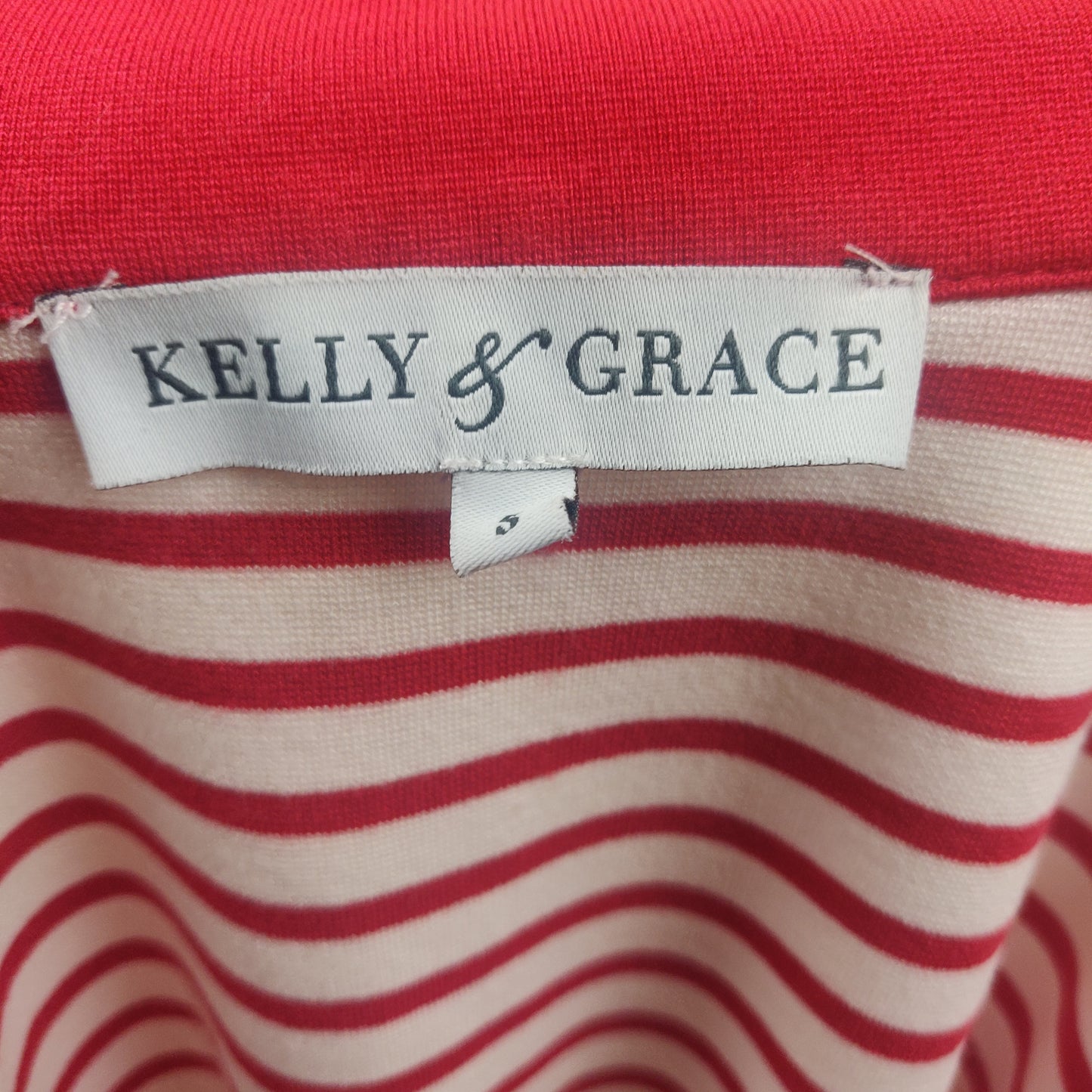 Kelly & Grace White Stripped Sweatshirt Full Zip Women Size Small