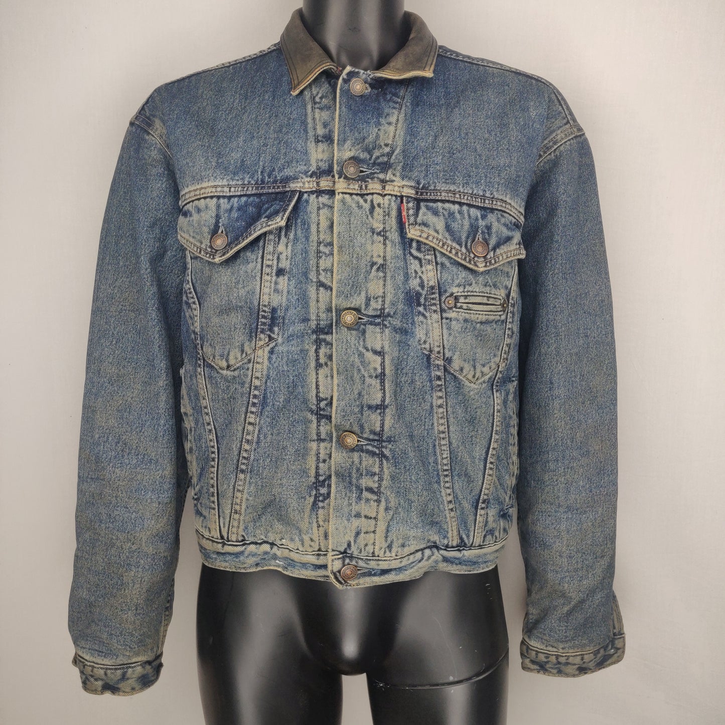 Levi Strauss & Co Vintage 1985 Blue Cropped Denim Jacket Men Size Large