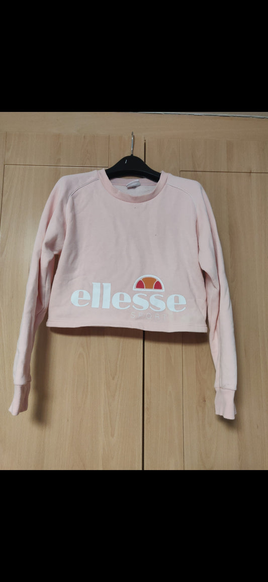 Ellesse Pink Cropped Sweatshirt Jumper Long Sleeve Women Size UK 14 Large